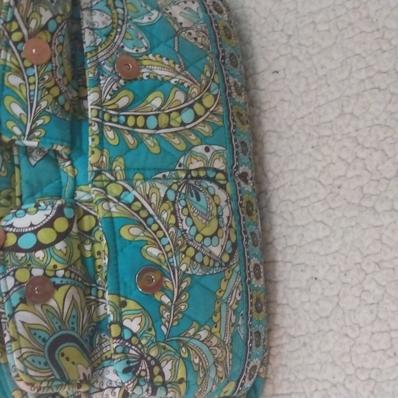 Vera Bradley Small Aqua/White/Green Handbag/Purse - Picture 8 of 12